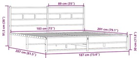 Estrutura de cama sem colchão 180x200cm metal carvalho sonoma