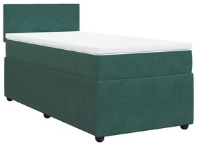 Cama com molas/colchão 80x200 cm veludo verde-escuro