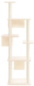 Árvore para gatos c/ postes arranhadores sisal 169 cm cor creme