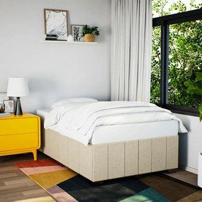 Estrutura de cama sem colchão 120x190 cm tecido creme