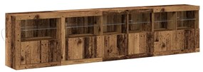 Aparador com Luzes LED Madeira Velha 283x37x67 cm Madeira de Engenhari