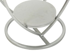 MESA DE APOIO CORAÇÃO Ø 40X45,5 CM PRATA E BRANCO