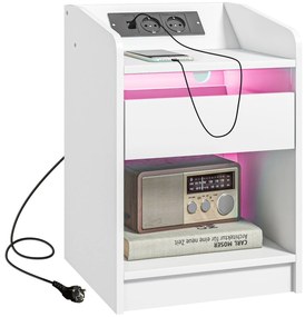 Mesa de Cabeceira com Luzes LED Mesa de Cabeceira com Gaveta Prateleir