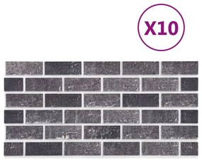 Painéis de parede 3D c/ design tijolos pretos/cinzas 10 pcs EPS