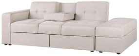 Sofá-cama de 3 lugares em tecido creme com repousa-pés  FALSTER Beliani