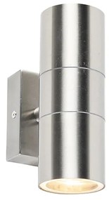 Candeeiro de parede exterior em aço 2 luzes IP44 - Duo Moderno