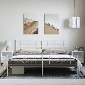 Estrutura de cama com cabeceira e pés 183x213 cm metal branco