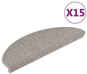 Tapetes escada adesivos aspeto sisal 15pcs 65x21x4 cm prateado