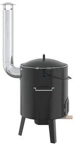 Forno de goulash com chaminé e tampa aço esmaltado preto