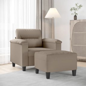 vidaXL Poltrona c/ apoio pés 60 cm tecido microfibra cinza-acastanhado