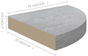 Prateleiras canto parede 4 pcs 35x35x3,8cm MDF cinzento cimento