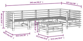 6 pcs conjunto lounge de jardim pinho maciço branco