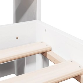Cama com estante sem colchão 160x200 cm pinho maciço branco