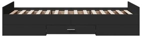Estrutura de cama c/ gavetas 100x200 cm derivados madeira preto