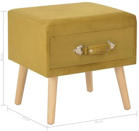 Mesa-de-cabeceira 40x35x40 cm veludo mostarda