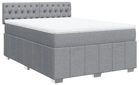 Cama com molas/colchão 160x200 cm tecido cinzento-claro