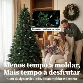 Árvore de Natal Artificial 220 cm com 1116 Ramos Base Metálica Dobrável Sistema com Dobradiças Realista e Frondosa Verde