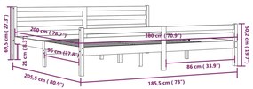 Estrutura de cama super king 180x200 cm madeira maciça cinza