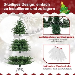 Árvore de Natal artificial de 210 cm iluminada com dobradiças e 8 modos de luz árvore artificial de Natal verde