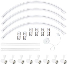 Sistema de iluminação de trilho moderno com 8 focos brancos monofásicos oval 200cm - Iconic Jeana