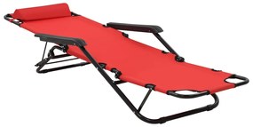 Espreguiçadeiras dobráveis c/ apoio de pés 2 pcs aço vermelho