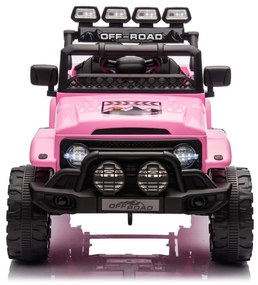 Jipe elétrico para Crianças 12V 4x4 Off-Road CLIMBER Rodas de espuma EVA, Assento Couro ecológico Rosa