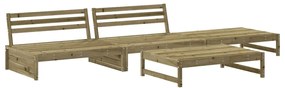 4 pcs conjunto lounge de jardim c/ almofadões pinho impregnado