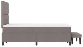 Cama Box Spring com Colchão e Banco Taupe 120x190 cm Tecido