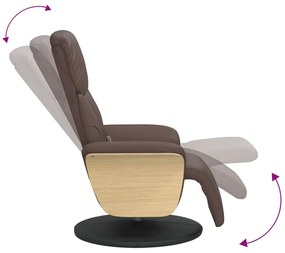 Poltrona massagens recl. c/ apoio pés couro artificial castanho