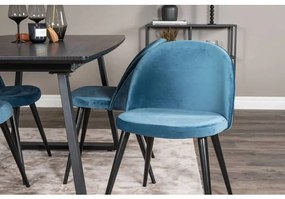 Venture Home Cadeiras de jantar Velvet 2 pcs veludo preto e azul