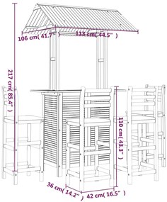 5 pcs conjunto de bar para jardim madeira de acácia maciça