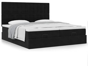 Estrutura de cama otomana com colchões 160x200 cm veludo preto