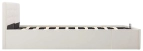 Cama hidráulica c/ arrumação 180x200cm couro artificial branco