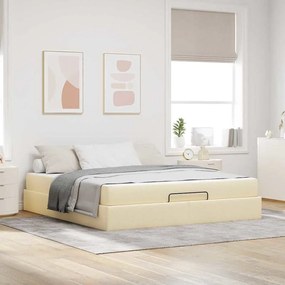 vidaXL Estrutura da Cama Outros com armazenamento Creme 180 x 200 cm tecido