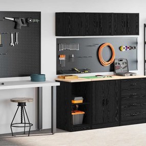 Armários de garagem 2 pcs derivados de madeira preto