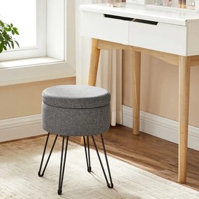Banco toucador com espaço de arrumação Ø31 x 43 cm Cinzento