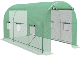 Estufa tipo Túnel 400x200x205 cm Estufa de Jardim com Porta Enrolável
