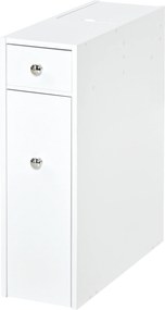 HOMCOM Armário Auxiliar Estreito Casa Banho Branco 2 Gavetas Compartimento Superior Tampa 17x48x58cm | Aosom Portugal