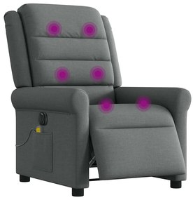 Poltrona reclinável de massagens elétrica tecido cinza-escuro