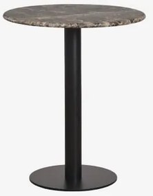 Mesa De Bar Redonda Em Pedra Natural Xiren Preto & Ø70 Cm & Mármore Castanho Emperador - Sklum