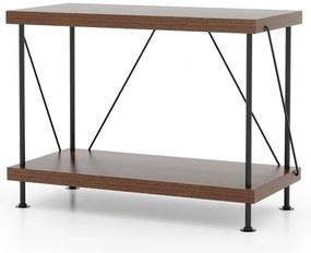 Estante multifunções de 2 níveis com estrutura metálica Estante para arrumação doméstica 60 x 45 cm Nogueira