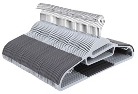 Conjunto de 50 cabides de plástico SONGMICS, cabides com abertura em U, antiderrapantes, economizadores de espaço, 0,5 cm de espessura, 41,5 cm de comprimento, gancho giratório de 360°, cinza claro e escuro CRP41G-50