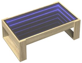 Mesa de centro luzes LED Infinity 90x53x30 cm carvalho sonoma