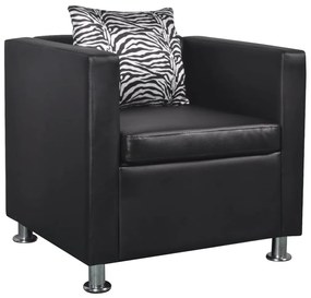 vidaXL Poltrona em couro artificial preto