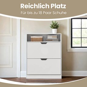Sapateira com 2 portas, sapateira, prateleira para sapatos 24 x 80 x 102 cm branco