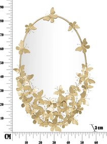 ESPELHO DE PAREDE OVAL BORBOLETA 59X3X89,5 CM (ESPELHO INTERIOR CM 46X78) DOURADO