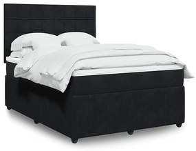 vidaXL Cama com molas/colchão 140x200 cm veludo preto