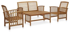 vidaXL 4 pcs conjunto lounge de jardim madeira de acácia maciça