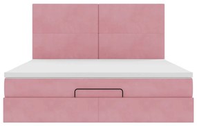 Estrutura de cama otomana com colchões 160x200 cm veludo rosa