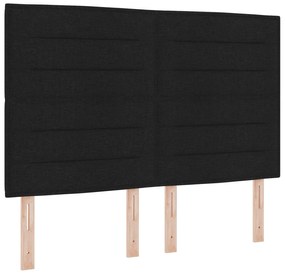 Cama Box com Colchão &amp; Banco Preto 160x200 cm Tecido